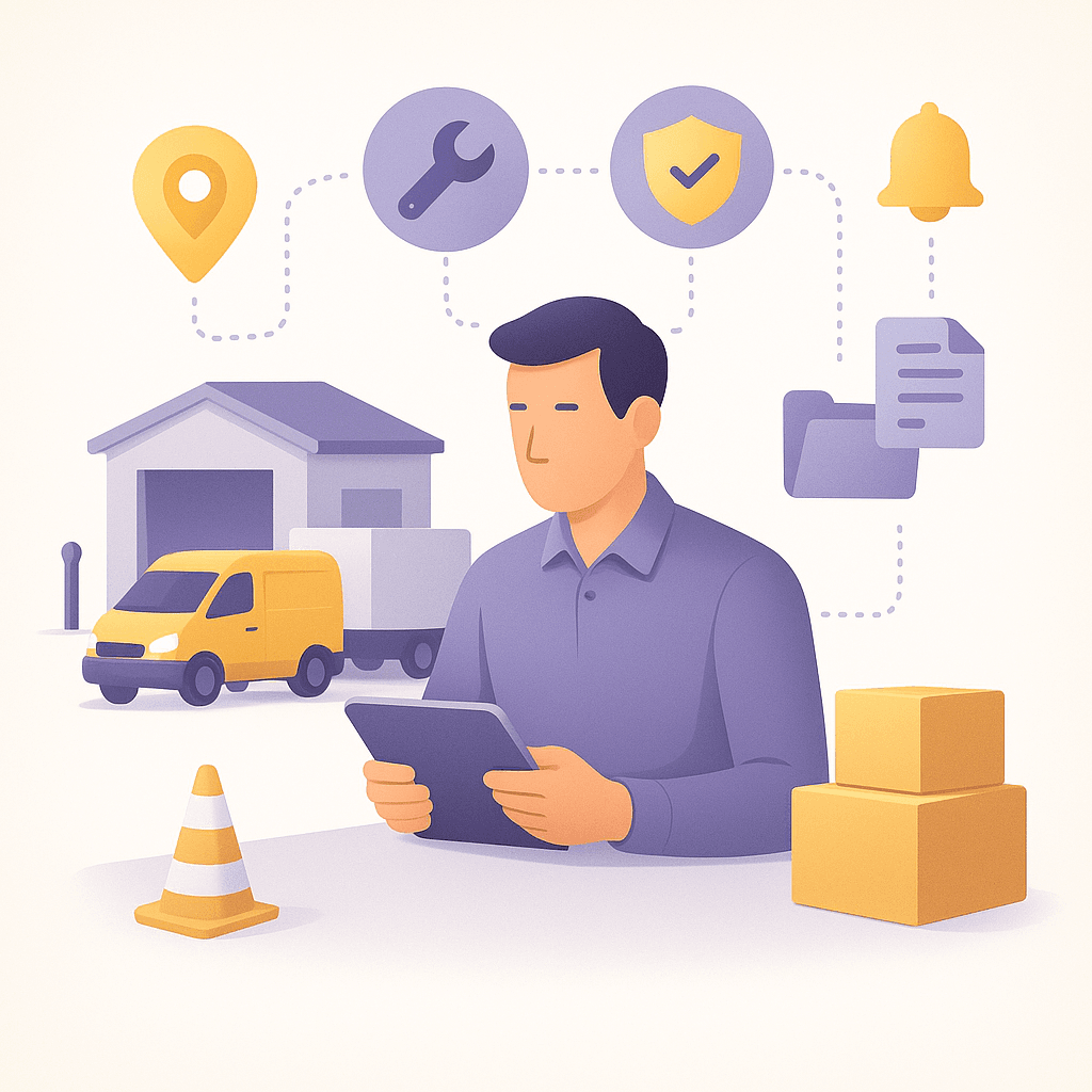 Yipii fleet management dashboard showing live map and vehicle status